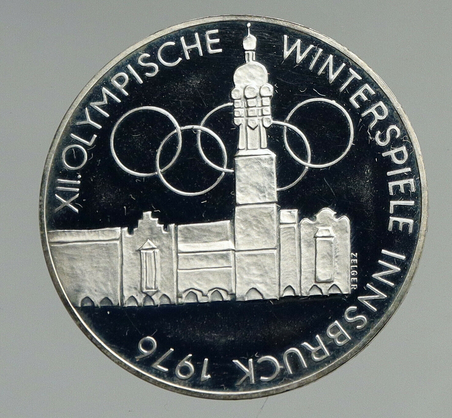 1976 Innsbruck WINTER Olympic Games AUSTRIA PRF SILVER 100 Schilling Coin i94626