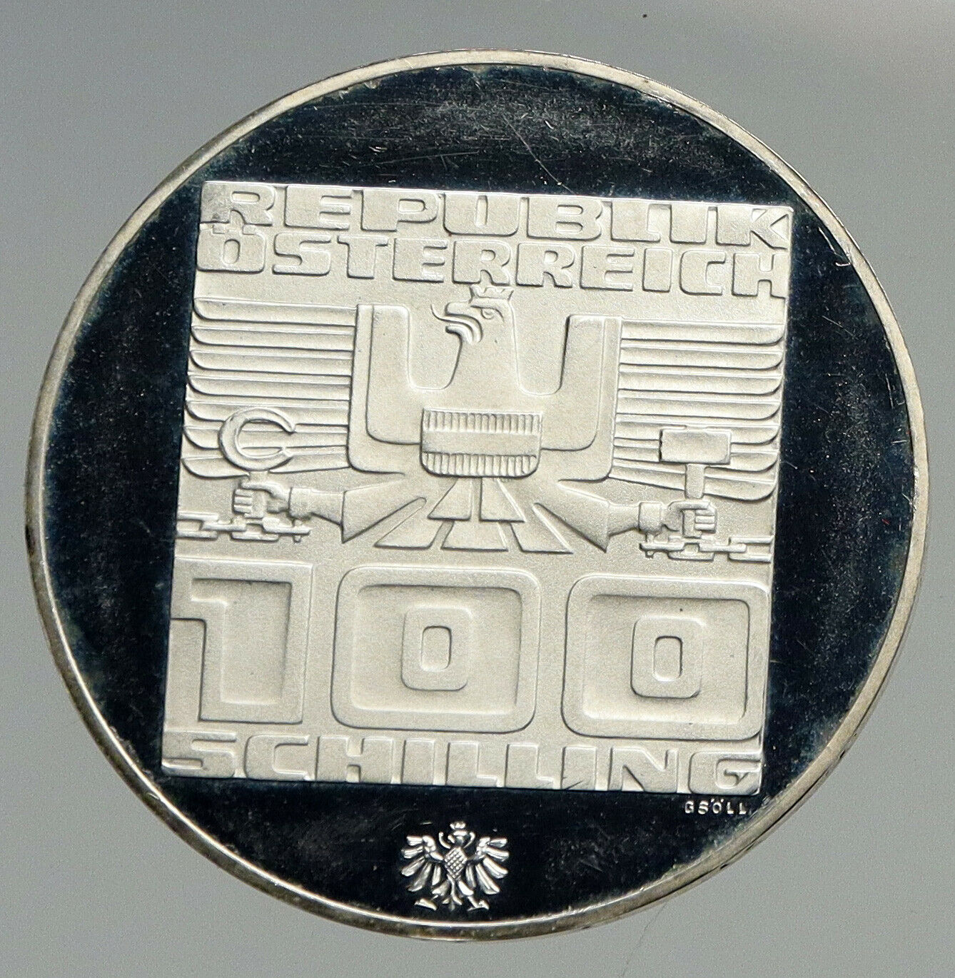 1976 Innsbruck WINTER Olympic Games AUSTRIA PRF SILVER 100 Schilling Coin i94626