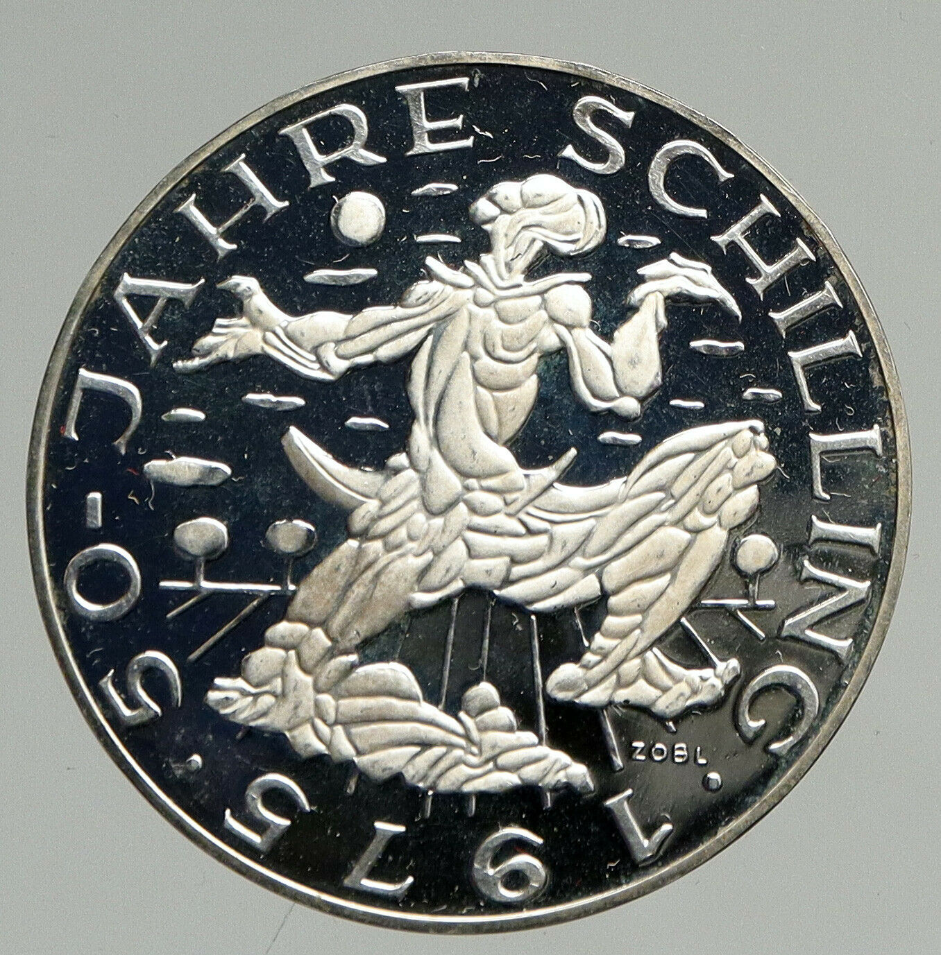 1975 AUSTRIA Sower Field Imperial Eagle PROOF SILVER 100 Schilling Coin i94643