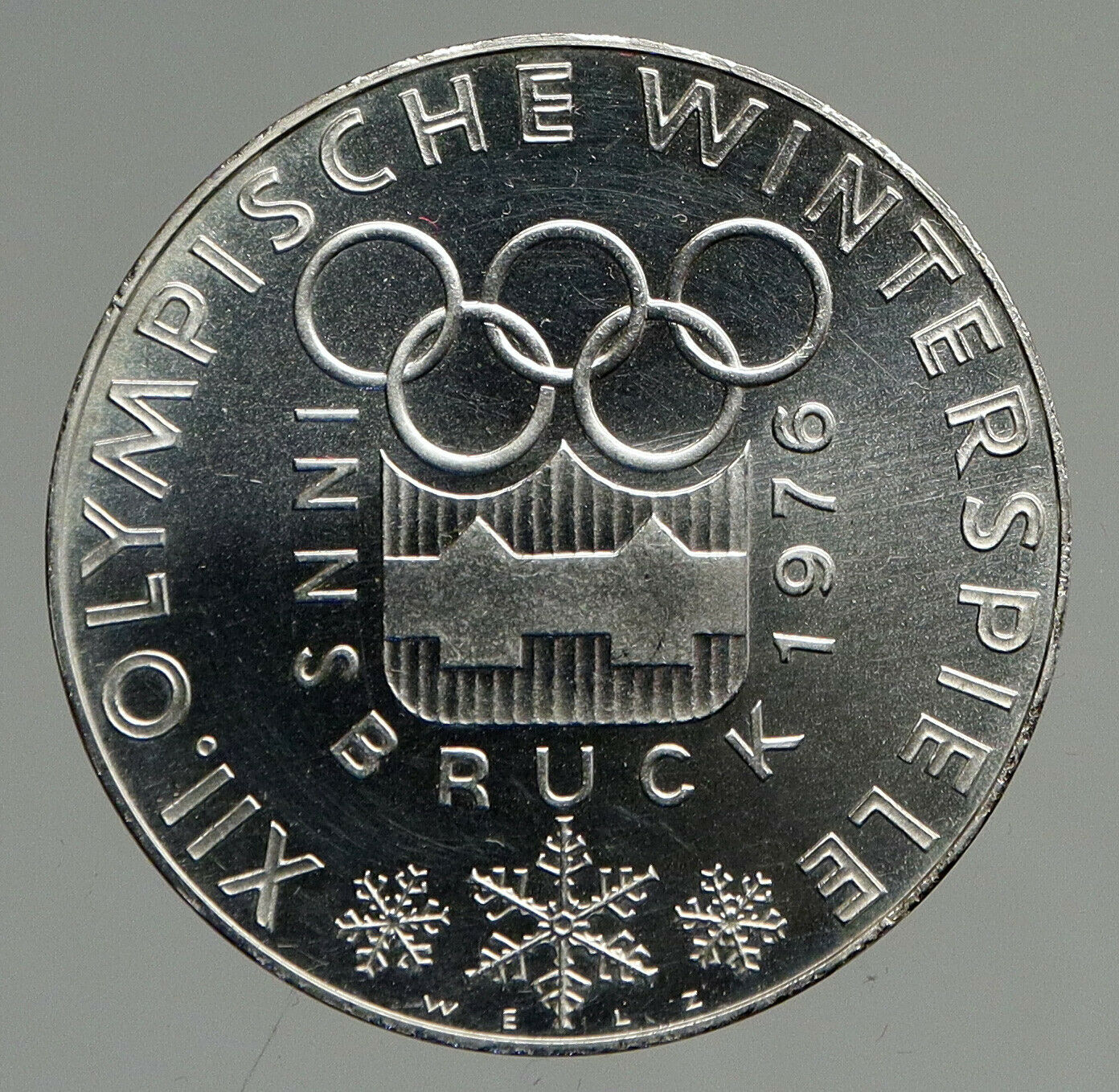 1976 AUSTRIA Innsbruck Winter OLYMPIC Games BU Silver 100 Schilling Coin i94648