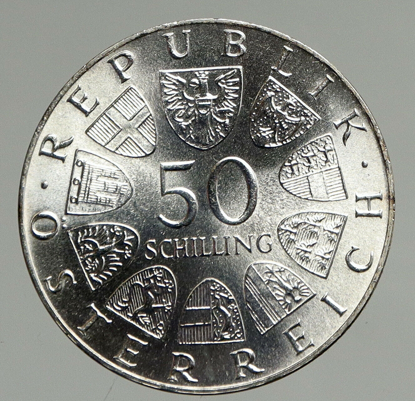 1973 AUSTRIA Bummerlhaus Architecture Silver 50 Shillings Austrian Coin i94676