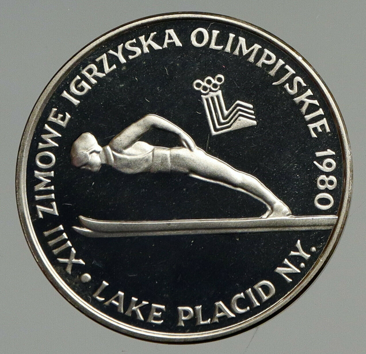 1980 POLAND WINTER OLYMPICS LAKE PLACID Ski Jump Proof Silver 200 Zl Coin i94661