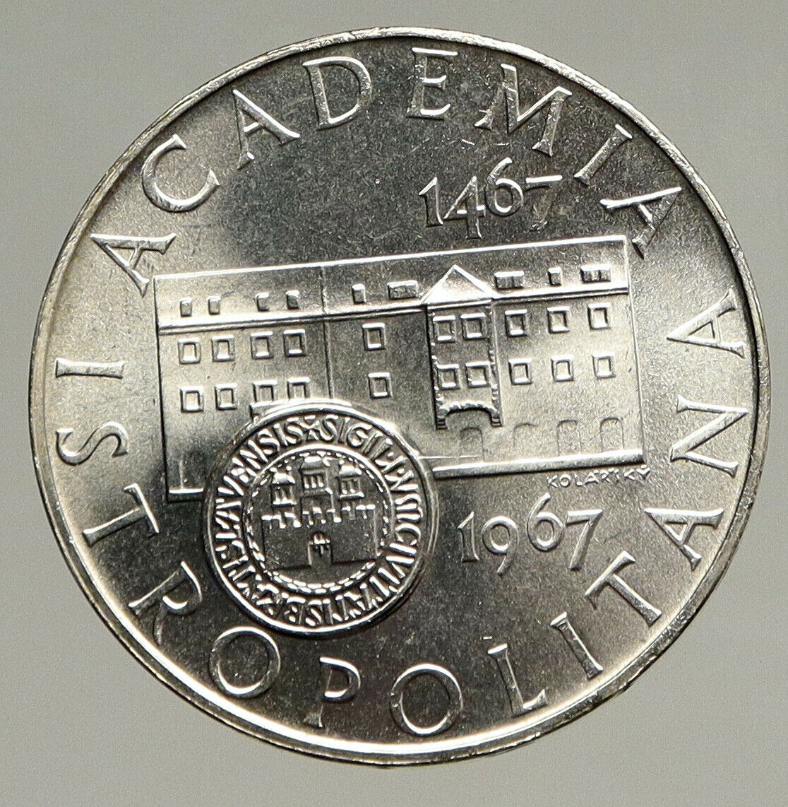 1967 CZECHOSLOVAKIA Bratislava University VINTAGE Silver 10 Korun Coin i94097