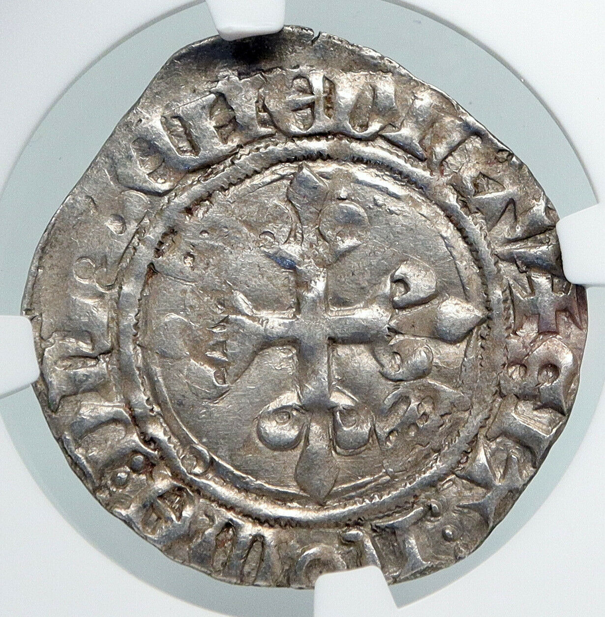 1380AD FRANCE King Charles VI Antique Silver OLD Gros Medieval Coin NGC i90705