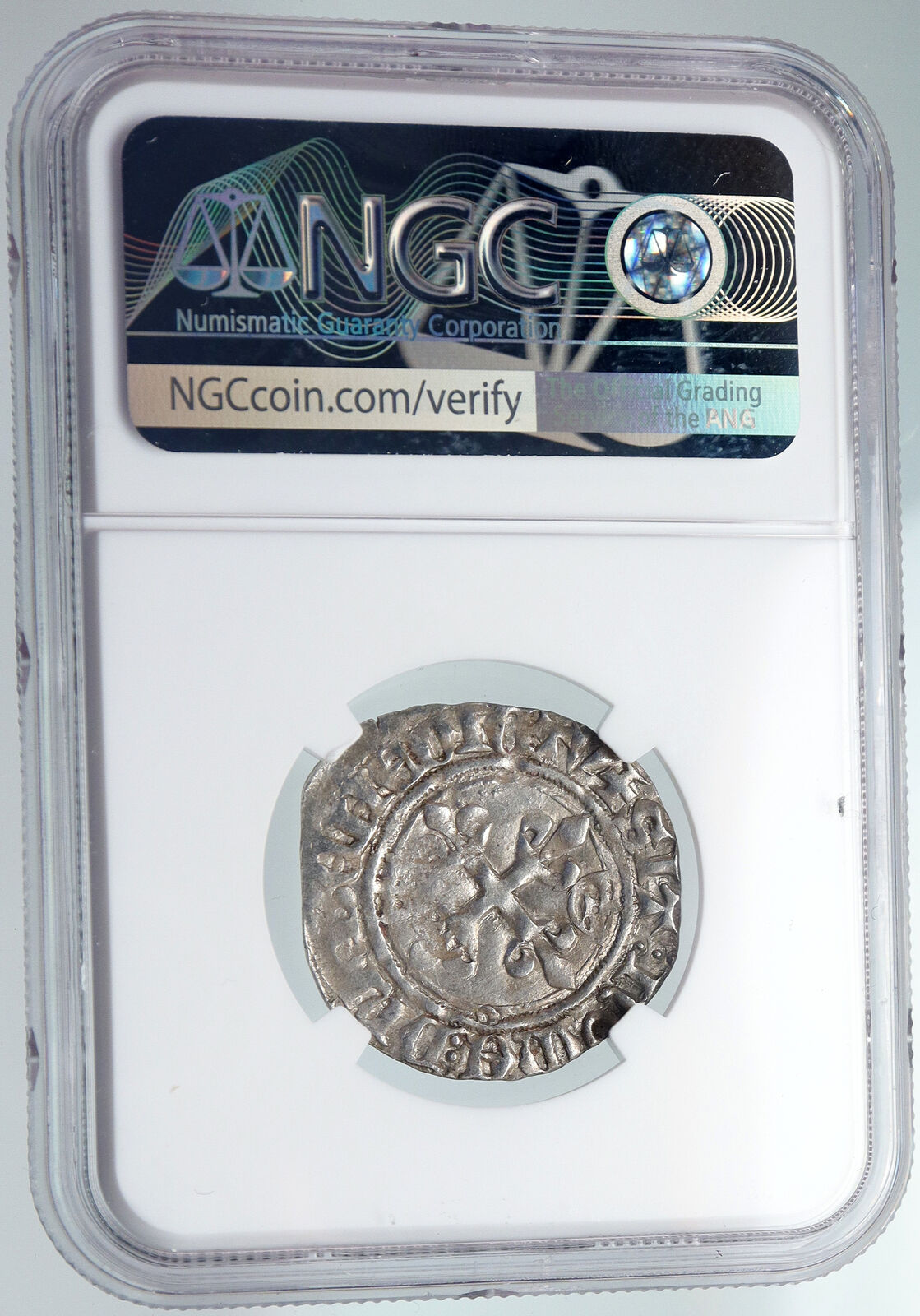 1380AD FRANCE King Charles VI Antique Silver OLD Gros Medieval Coin NGC i90705