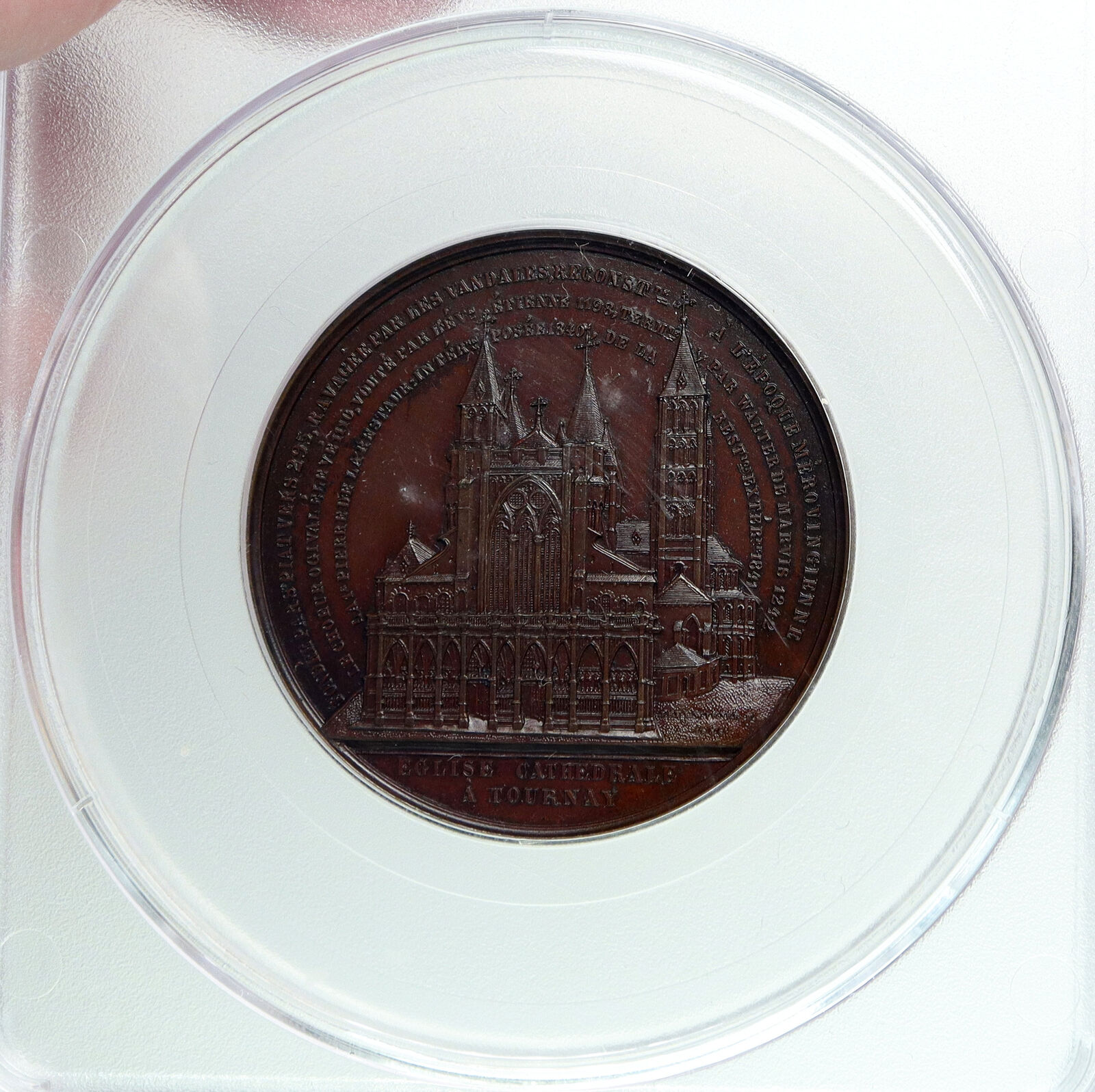 1846 BELGIUM King Leopold I TOURNAY CATHEDRAL VINTAGE ANTIQUE Medal PCGS i90701