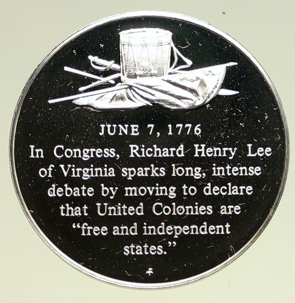 1970 United States REVOLUTION History LEE in CONGRESS Proof Silver Medal i94899