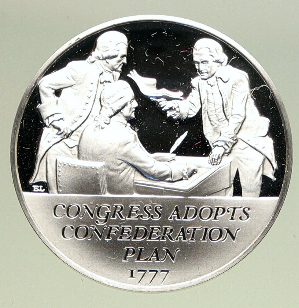 1970 United States REVOLUTION 1777 CONFEDERATION PLAN Proof Silver Medal i94904