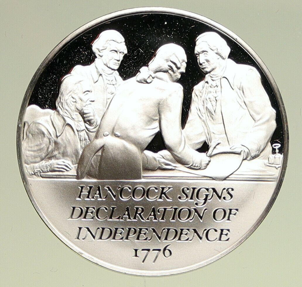 1970 United States REVOLUTION History HANCOCK SIGNS Proof Silver Medal i94895