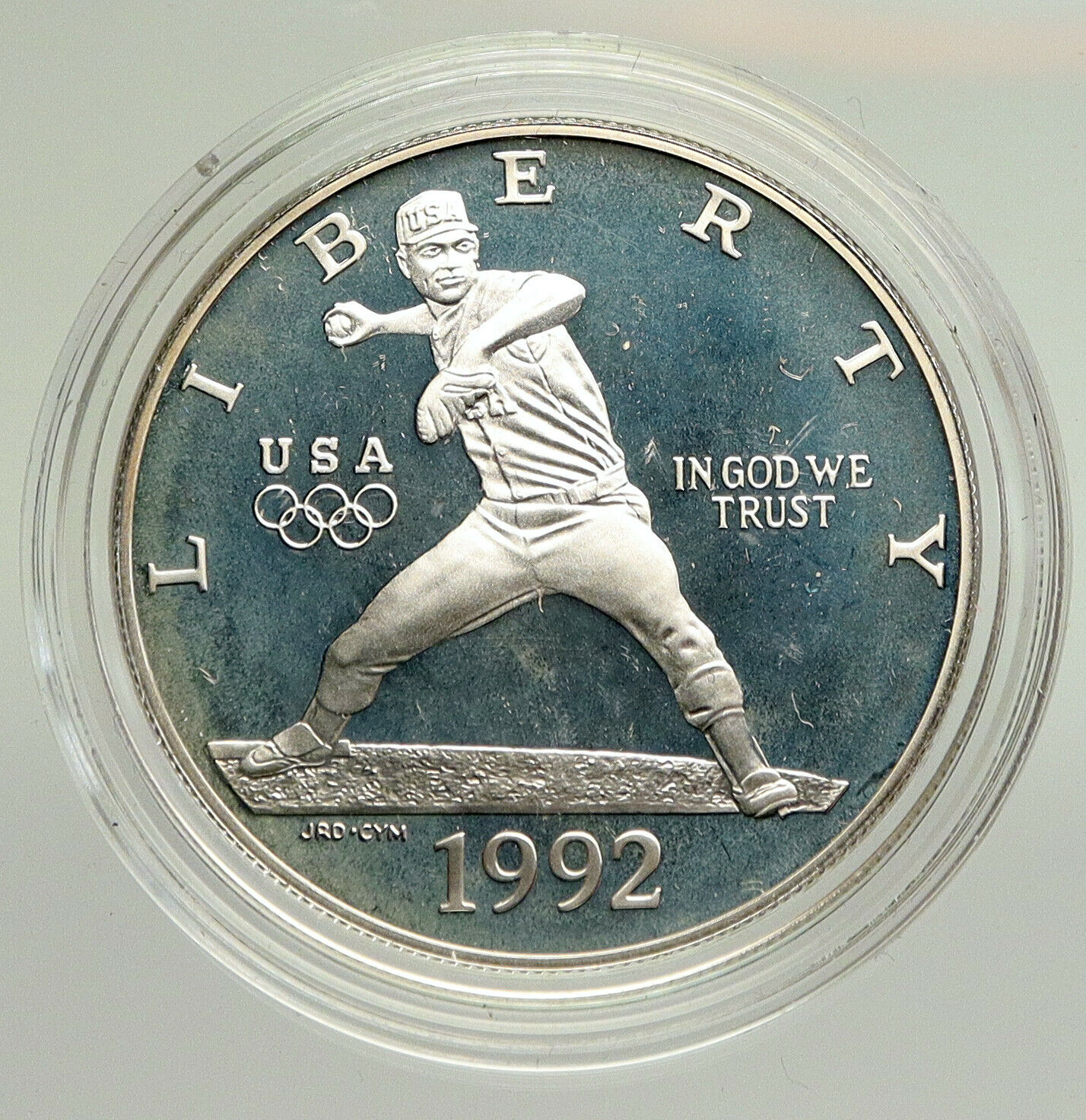 1992 UNITED STATES USA XXV Olympics Baseball OLD Proof Silver Dollar Coin i94807