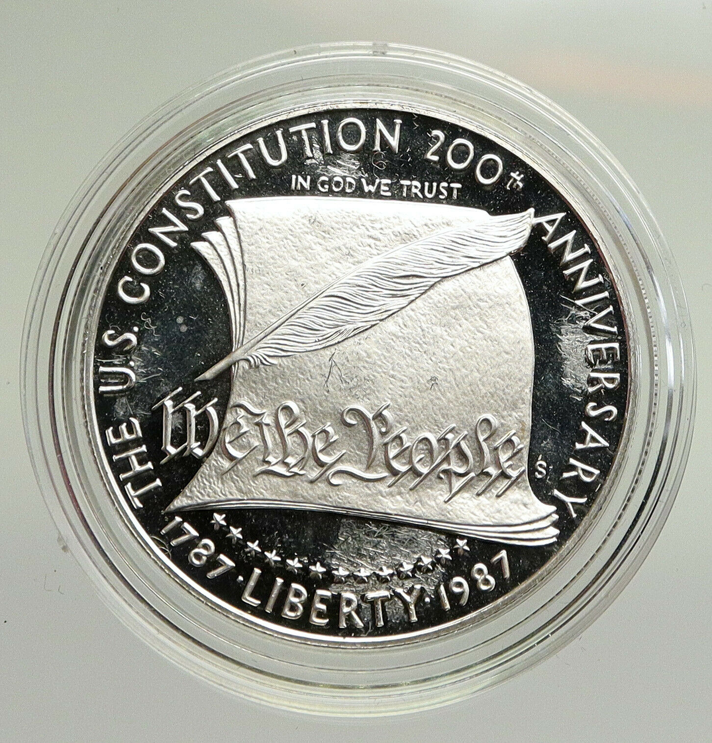 1987 UNITED STATES USA Constitution Quill Scroll PROOF SILVER Dollar Coin i94813