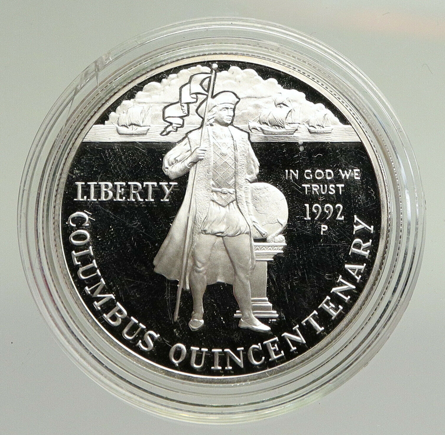 1992P UNITED STATES USA Columbus & NASA Space Shuttle Proof Silver $ Coin i94810