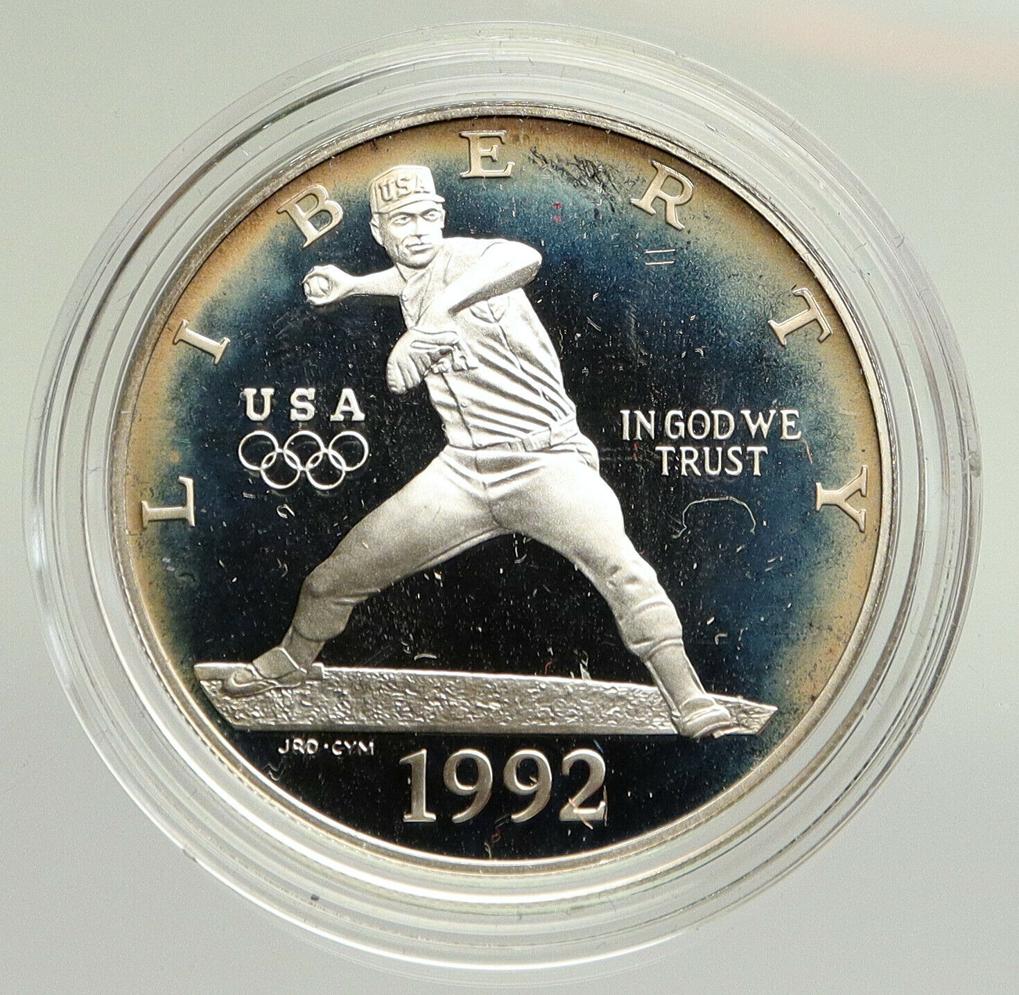 1992 UNITED STATES USA XXV Olympics Baseball OLD Proof Silver Dollar Coin i94797