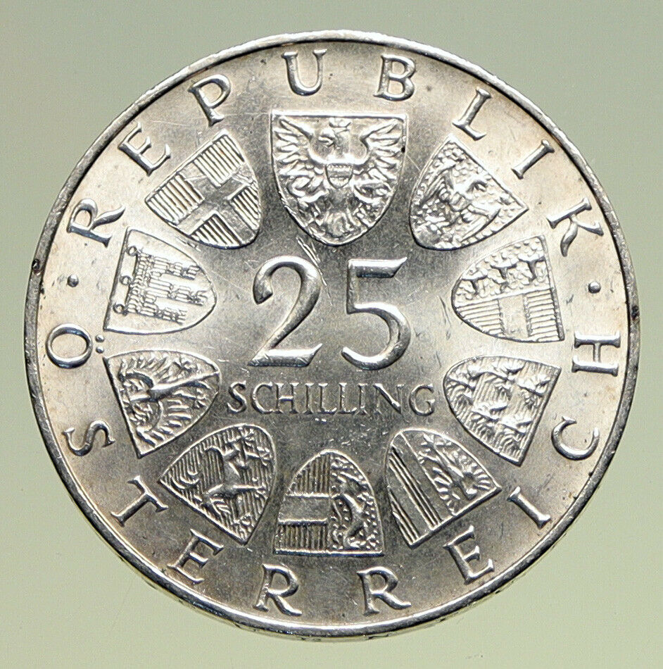 1970 AUSTRIA Franz Lehar Hungarian Composer Silver 25 Shlng Austrian Coin i94925