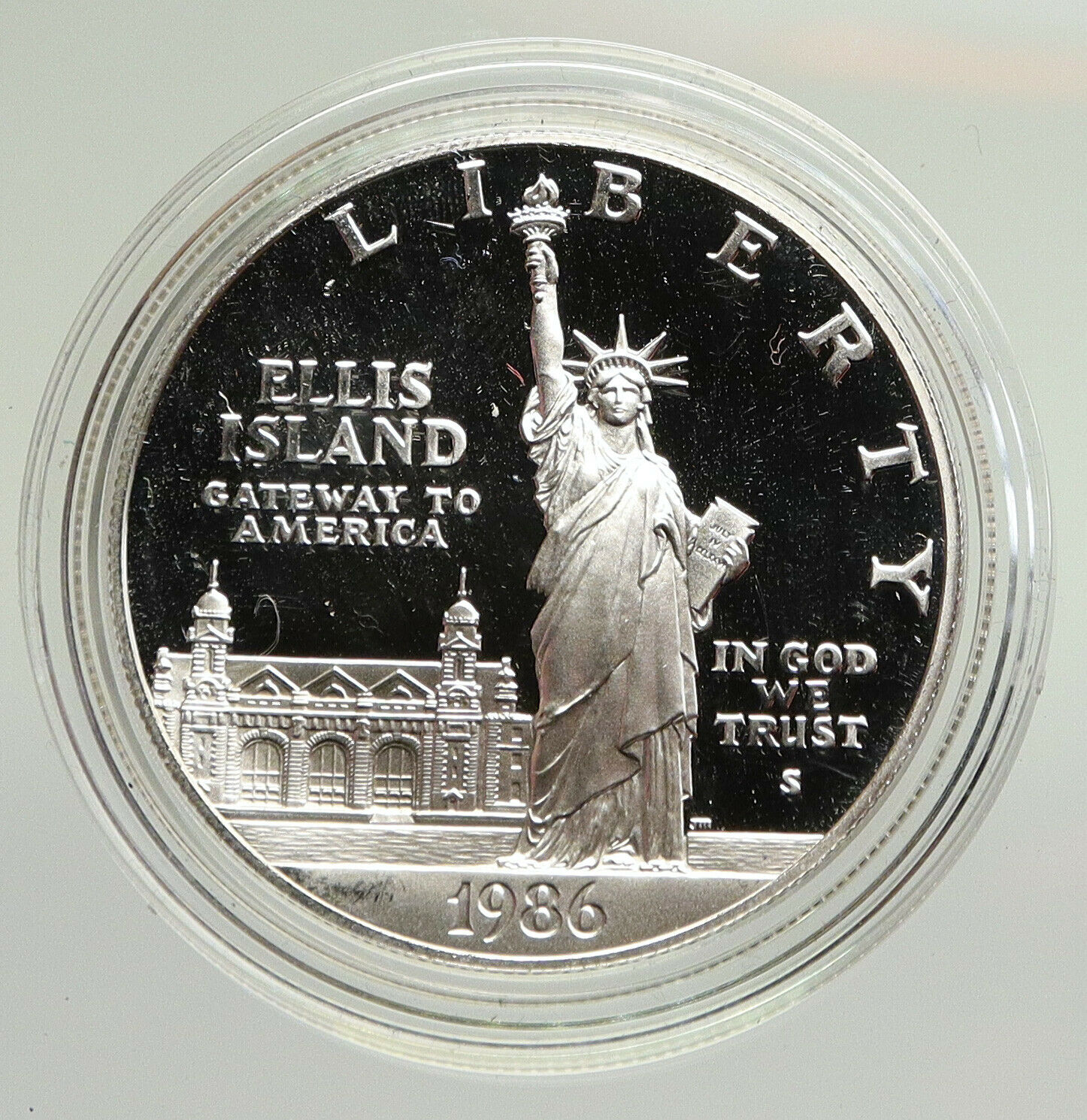 1986S UNITED STATES Ellis Island Statue of Liberty NY Proof Silver $ Coin i94803