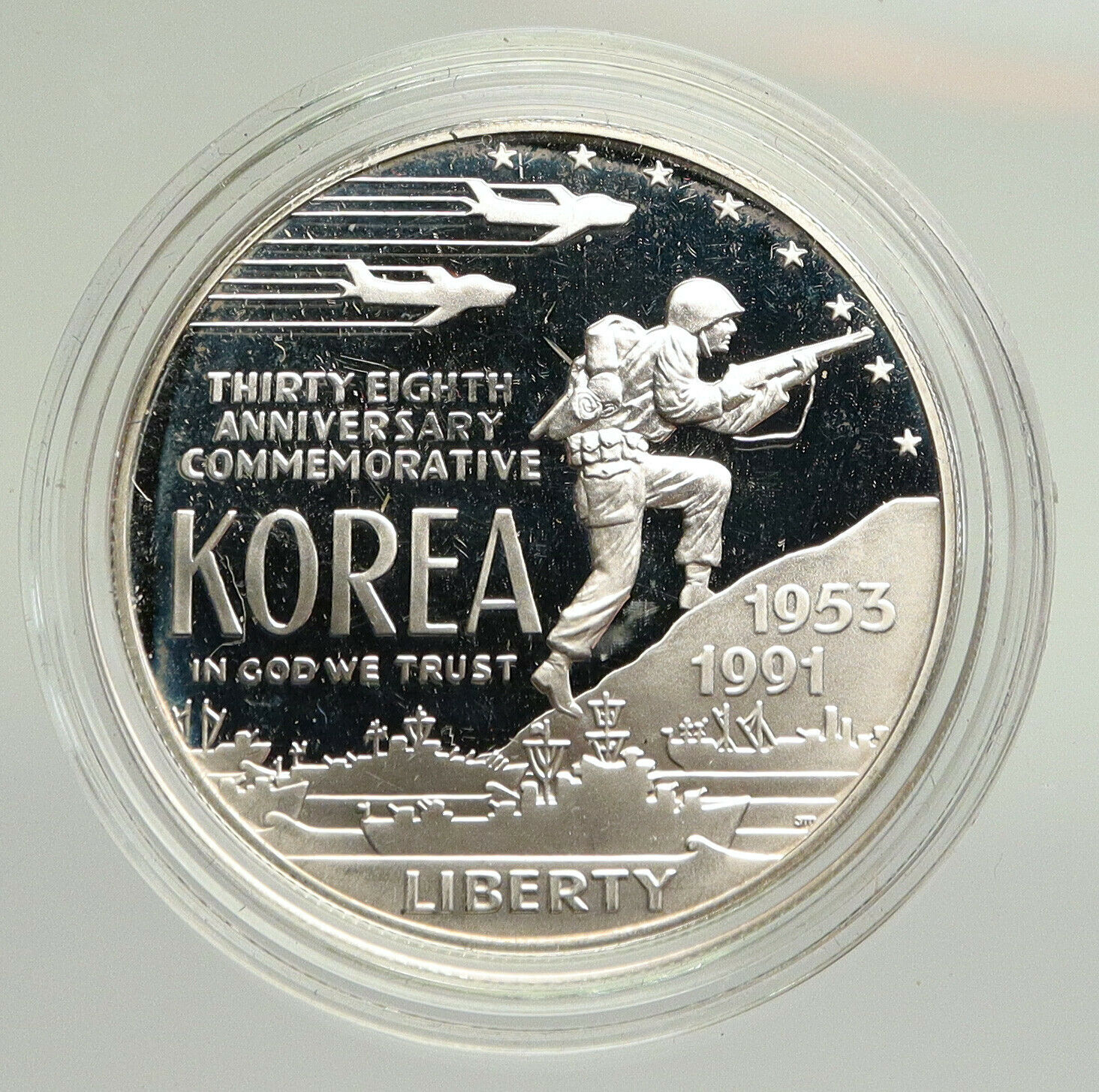 1991 S UNITED STATES USA Korean WAR Vintage OLD Proof Silver Dollar Coin i94790