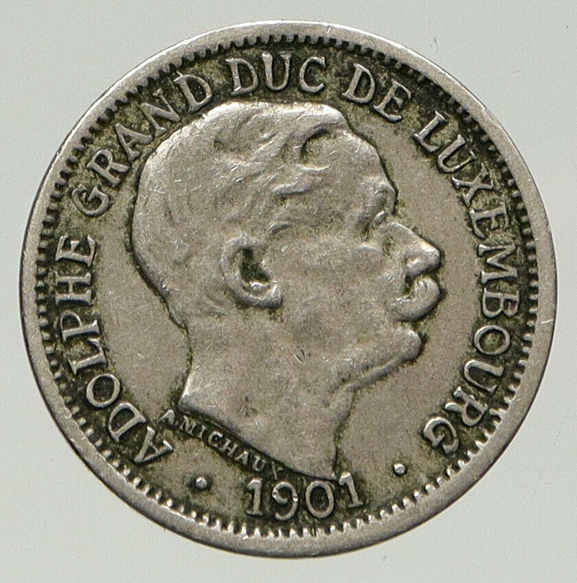 1901 LUXEMBOURG Adolphe VINTAGE Antique Old 10 CENTIMES Coin i93365