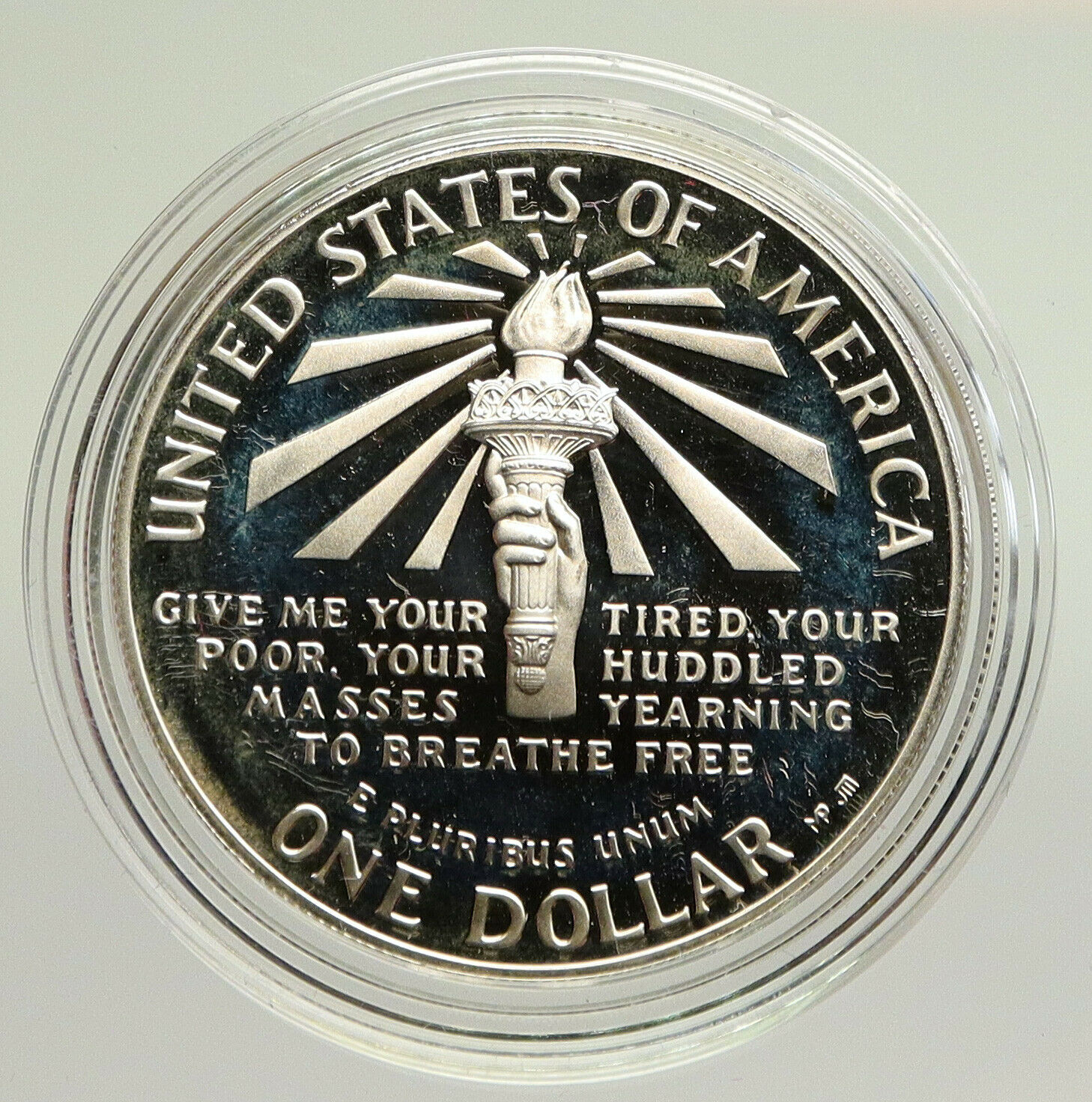 1986S UNITED STATES Ellis Island Statue of Liberty NY Proof Silver $ Coin i94818