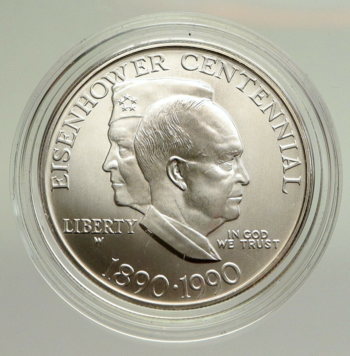 1990 W UNITED STATES USA General President EISENHOWER BU Silver $ Coin i94819