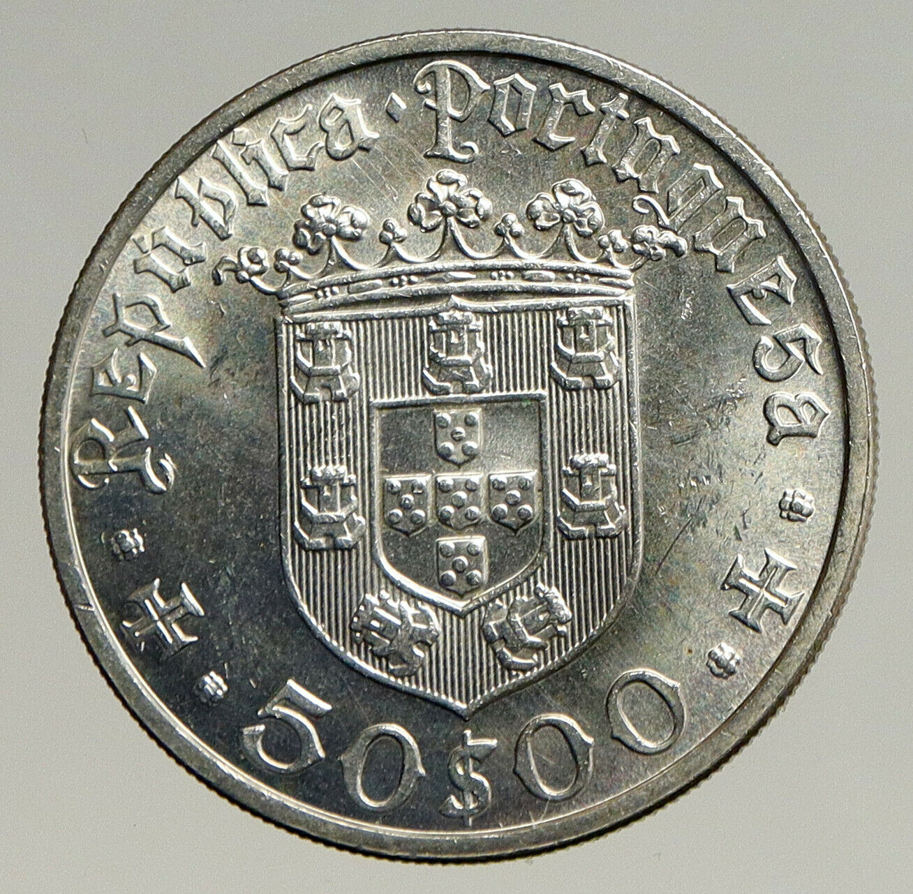 1968 PORTUGAL Silver 50 Escudos Coin w PORTUGUESE Pedro Alvares Cabral i94139