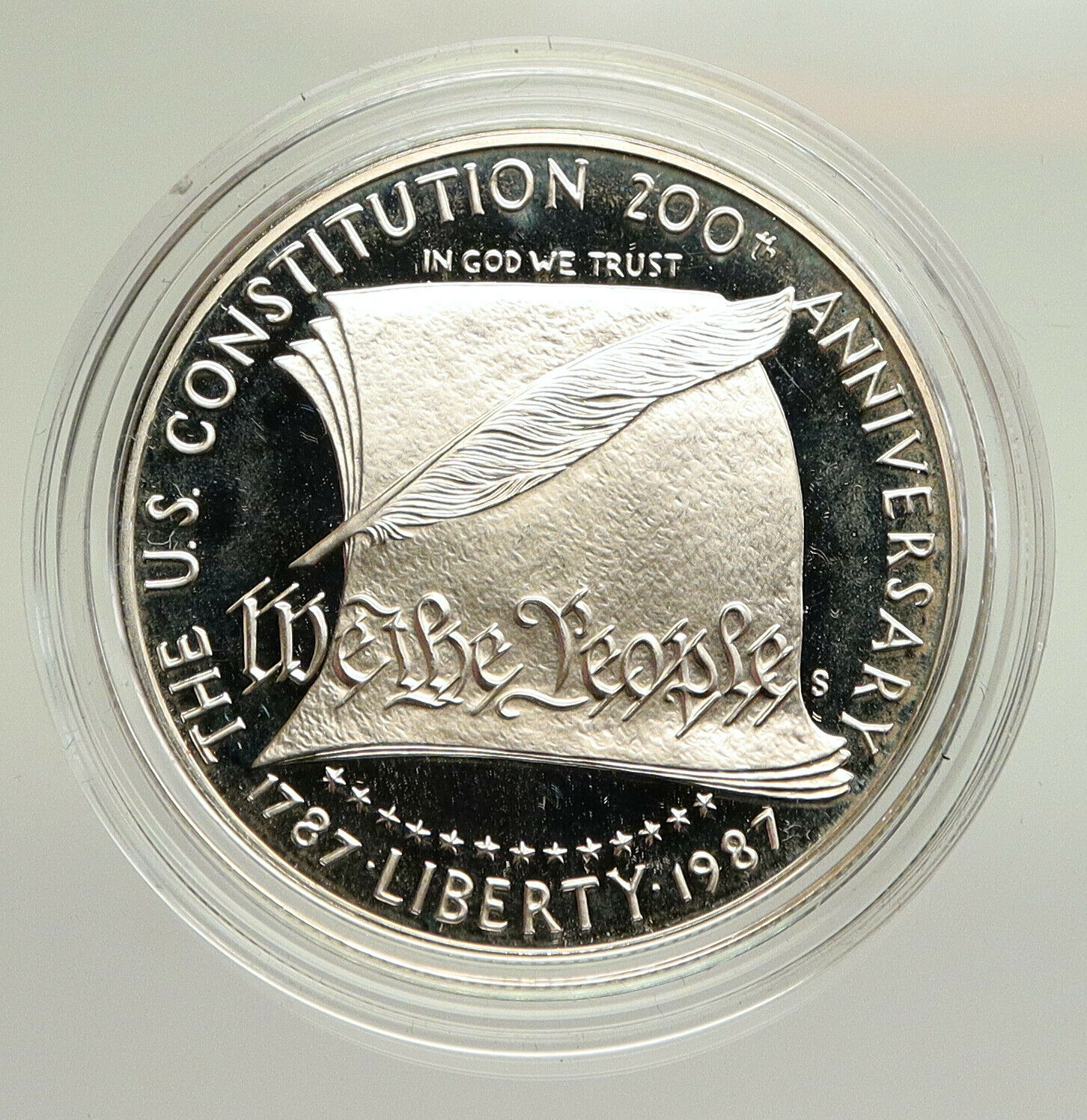 1987 UNITED STATES USA Constitution Quill Scroll PROOF SILVER Dollar Coin i94821