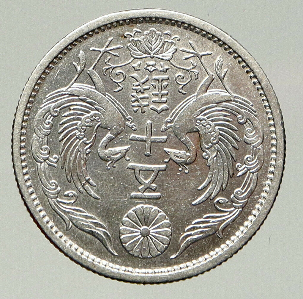 1924 Yr 13 JAPAN Emperor TAISHO / YOSHITO Old Silver 50 Sen JAPANESE Coin i93364