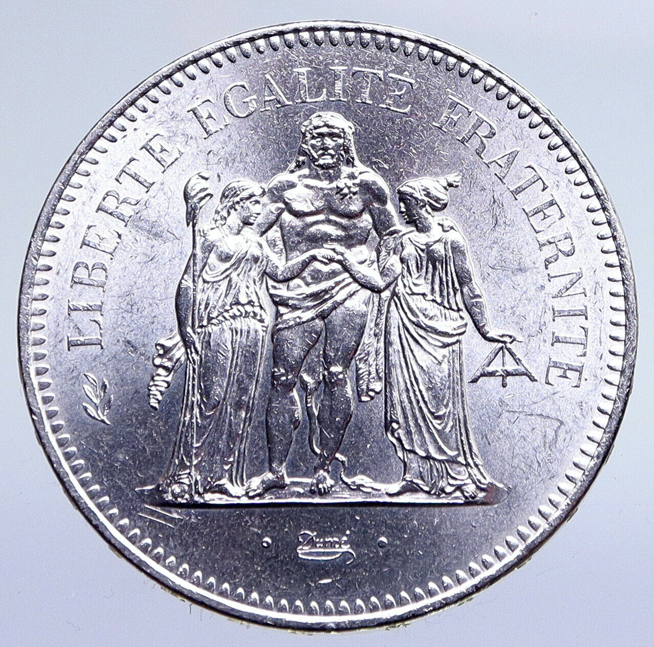 1975 FRANCE Large HERCULES Motto VINTAGE Old Silver 50 FRANCS French Coin i94844