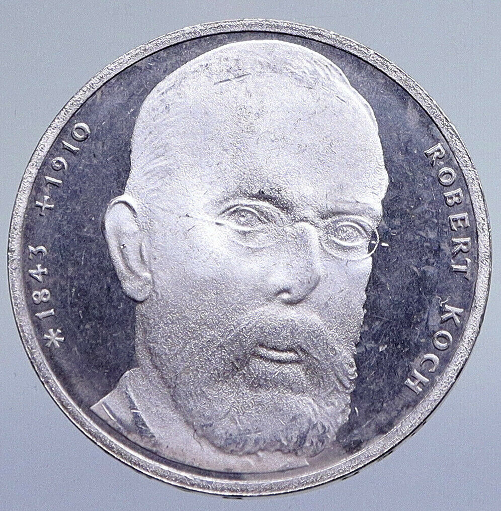 1993 GERMANY Physician Microbiology Robert Koch Proof Silver 10 Mark Coin i94851