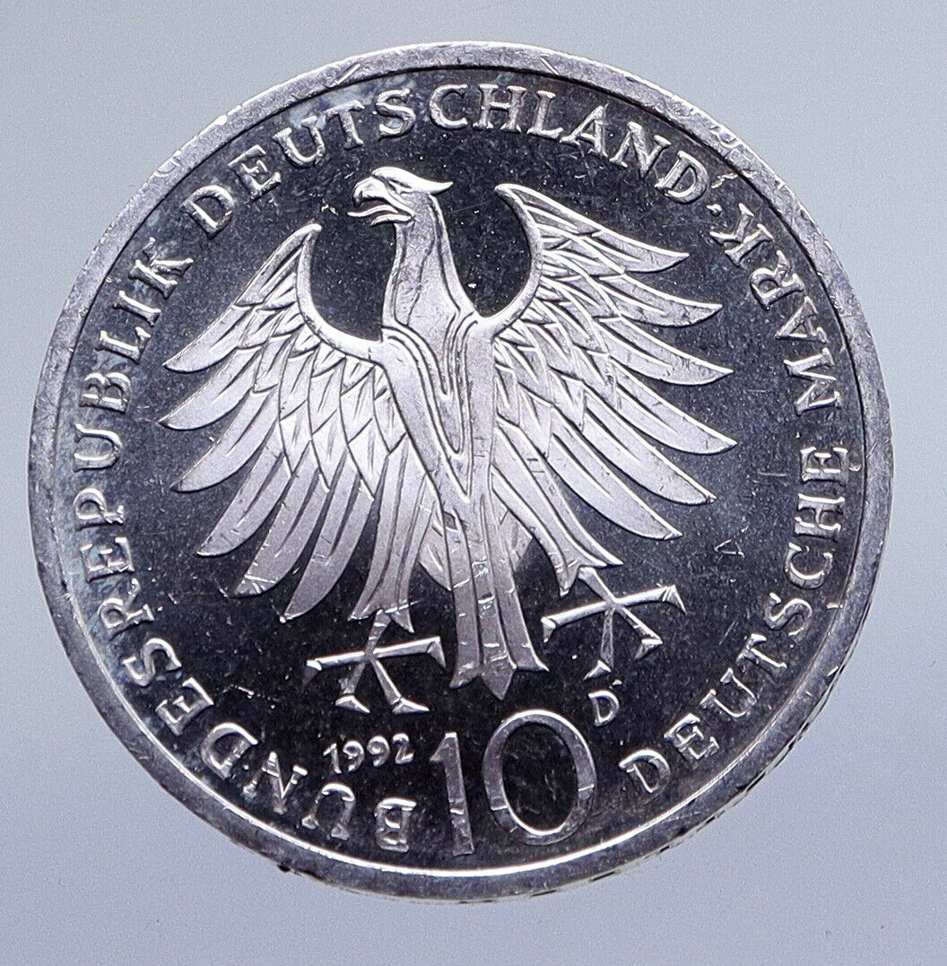 1992 D GERMANY Order of Merit Pour-le-Merité Proof Silver 10 Mark Coin i94854