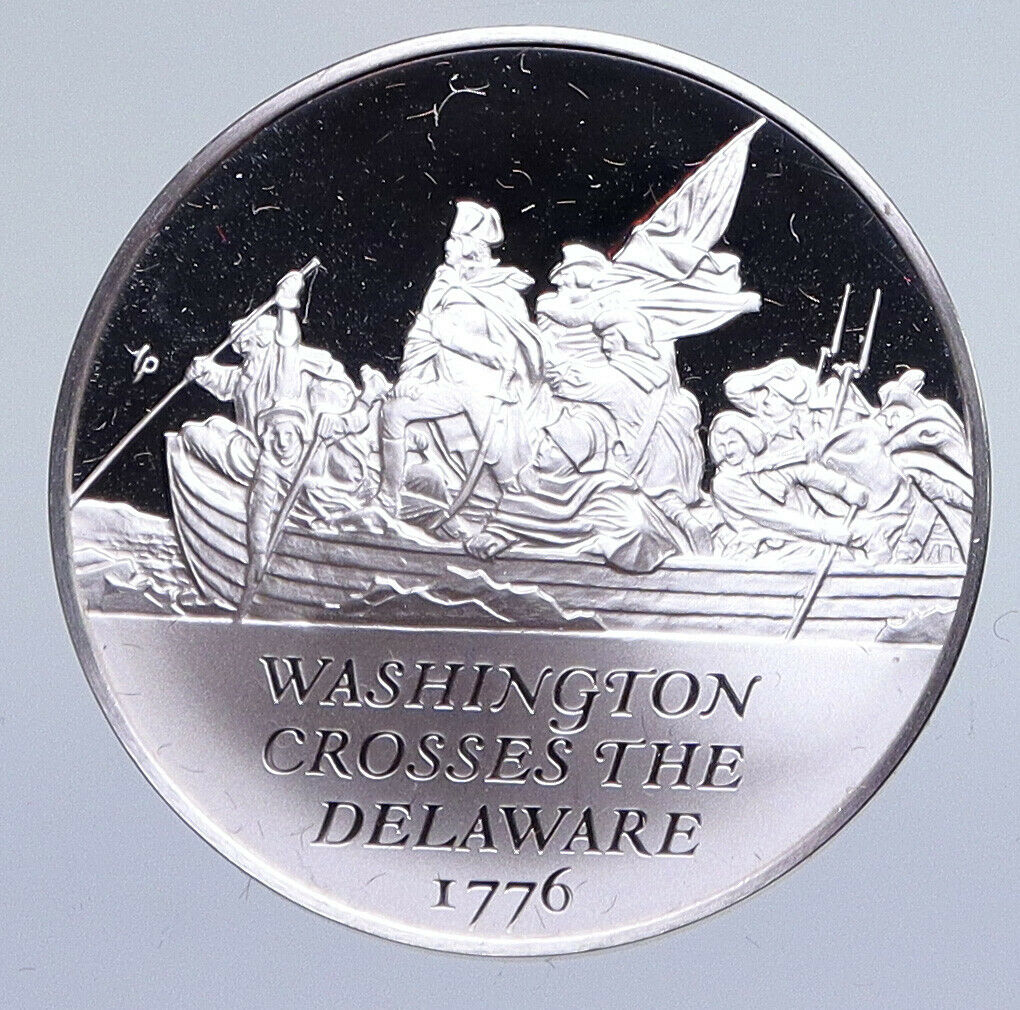 1970 United States REVOLUTION Washington on DELAWARE Proof Silver Medal i94864