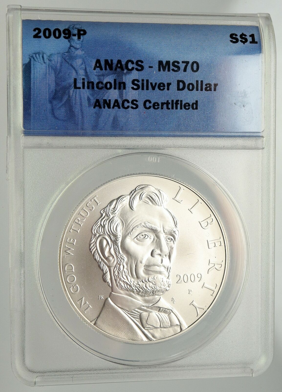 2009 USA President Abraham Lincoln Bicentl MATTE SILVER Dollar Coin ANACS i93367