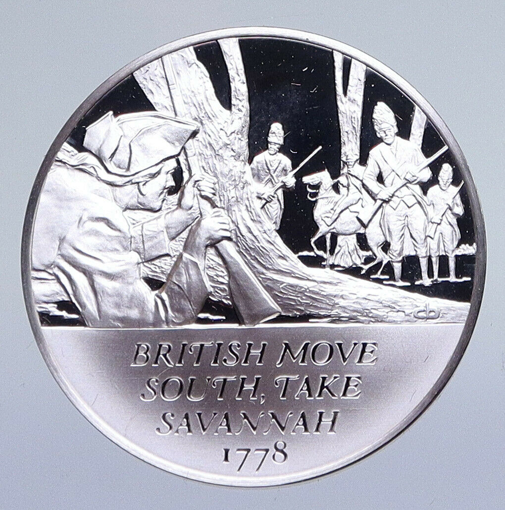 1970 United States REVOLUTION - BRITISH TAKE SAVANNAH Proof Silver Medal i94861