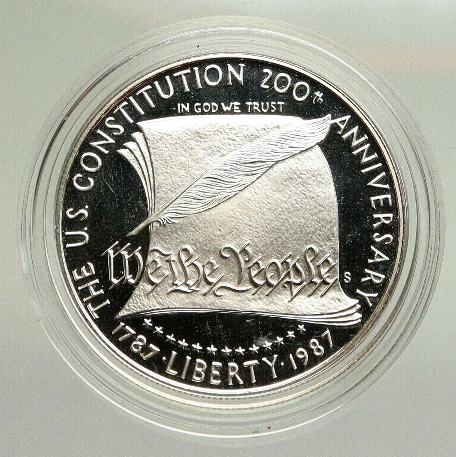 1987S UNITED STATES US Constitution Quill Scroll PROOF SILVER Dollar Coin i94826