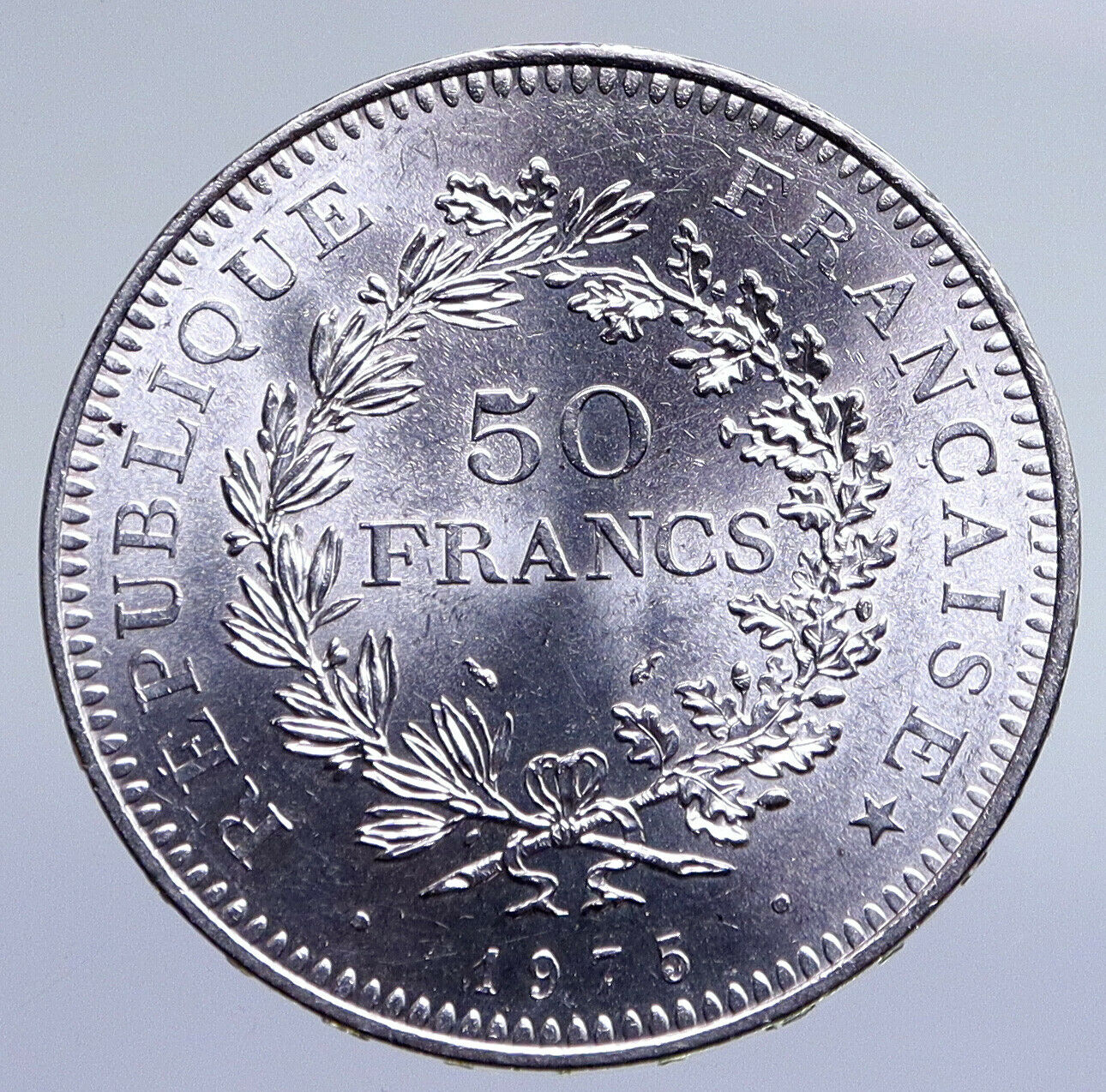 1975 FRANCE Large HERCULES Motto VINTAGE Old Silver 50 FRANCS French Coin i94845