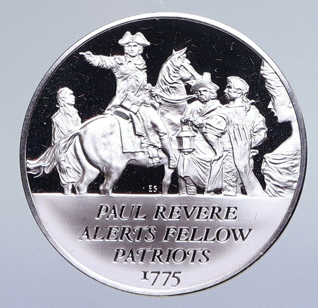 1970 United States REVOLUTION History PAUL REVERE RIDE Proof Silver Medal i94858