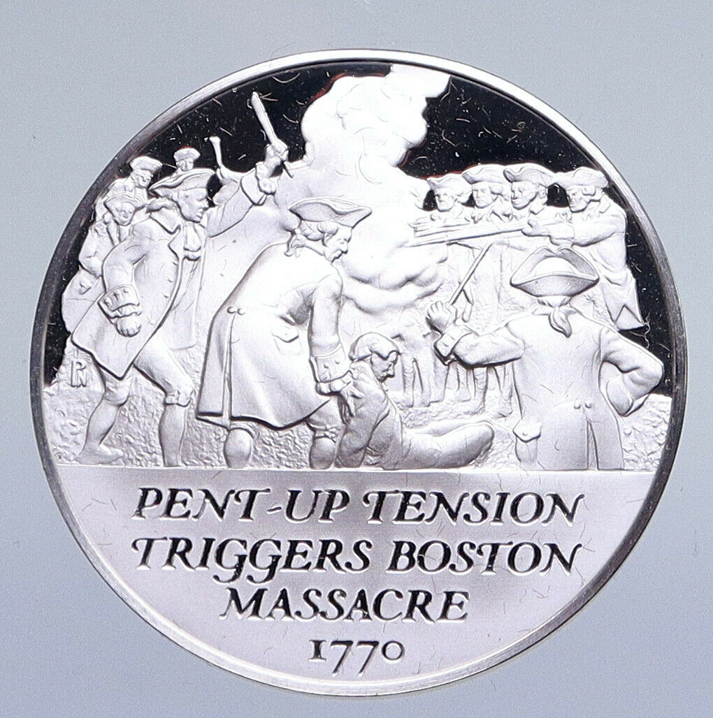 1970 United States REVOLUTION History BOSTON MASSACRE Proof Silver Medal i94866