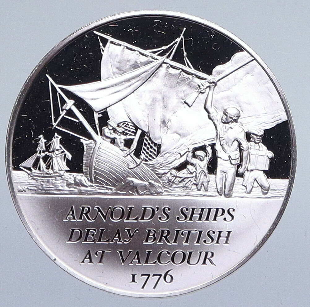 1970 United States REVOLUTION ARNOLD SHIP WINS VALCOUR Proof Silver Medal i94876