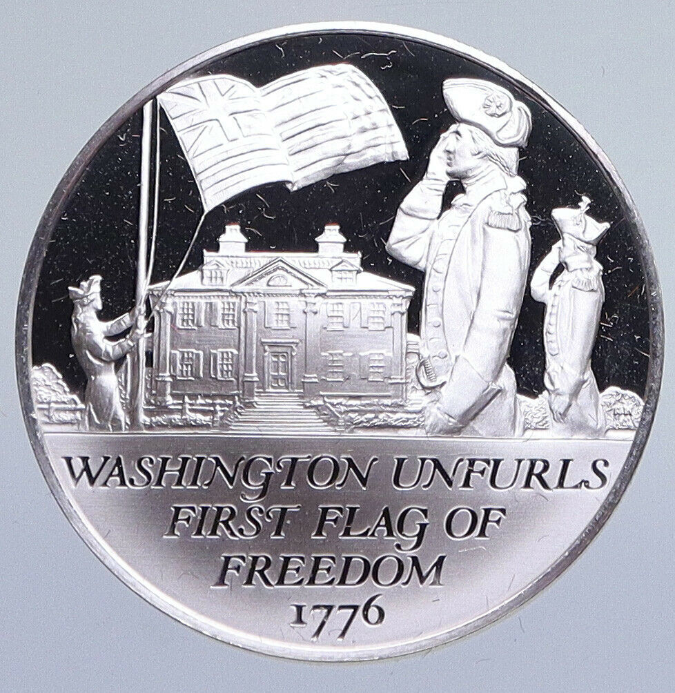 1970 United States REVOLUTION - WASHINGTON FIRST FLAG Proof Silver Medal i94871