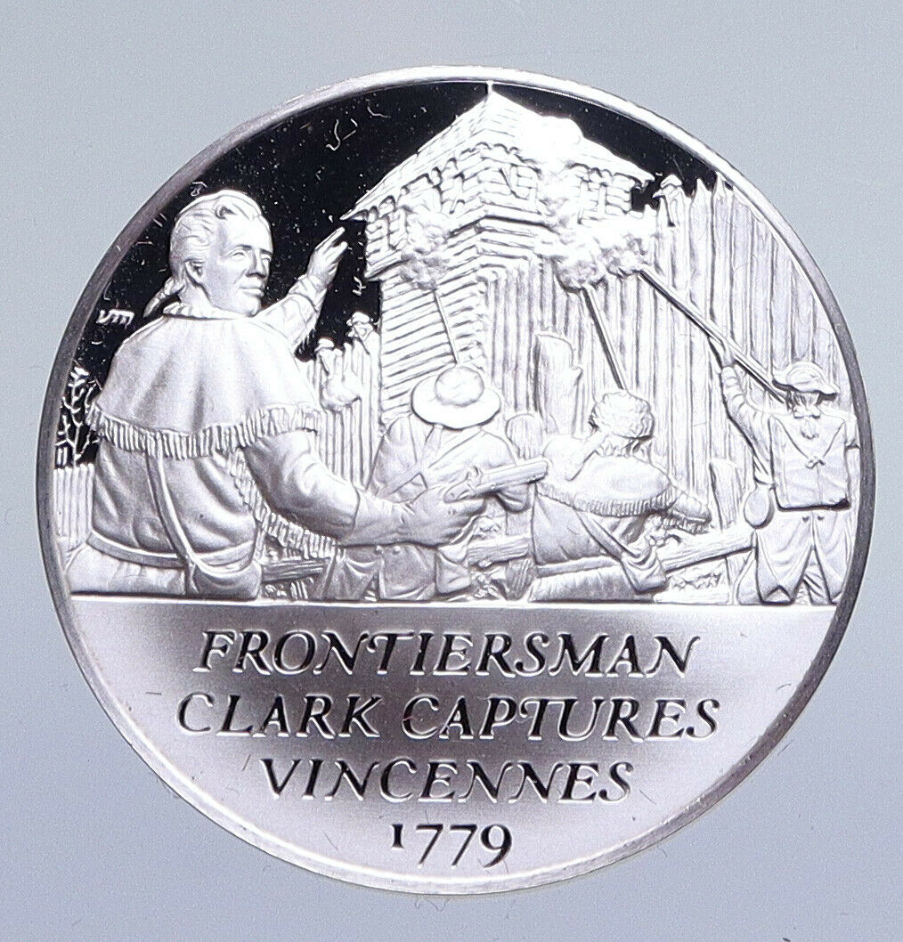 1970 United States REVOLUTION CLARK CAPTURES VINCENNES Proof Silver Medal i94878