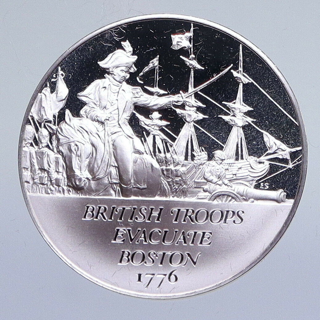 1970 United States REVOLUTION - BRITISH Leave BOSTON Proof Silver Medal i94868