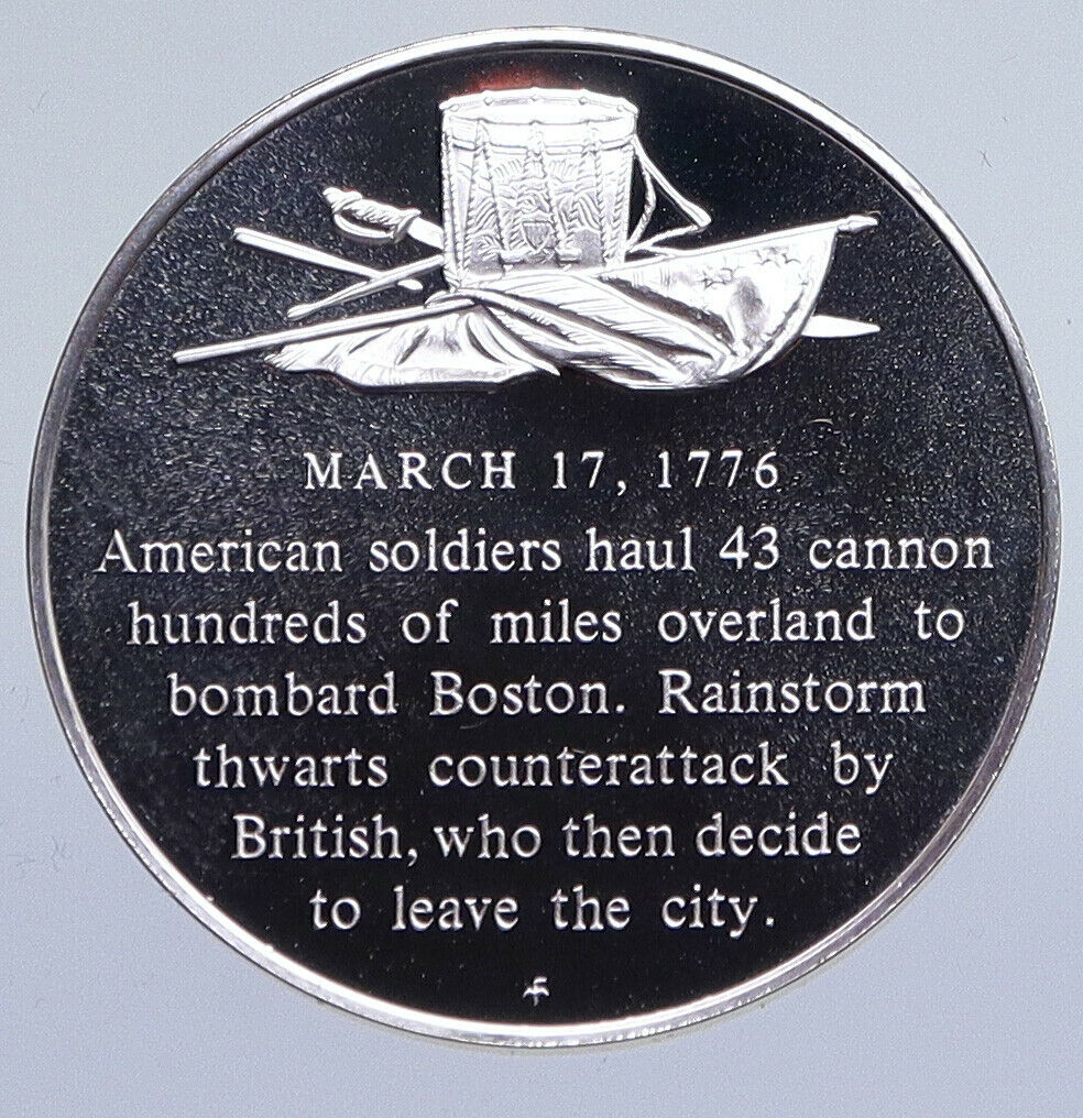 1970 United States REVOLUTION - BRITISH Leave BOSTON Proof Silver Medal i94868