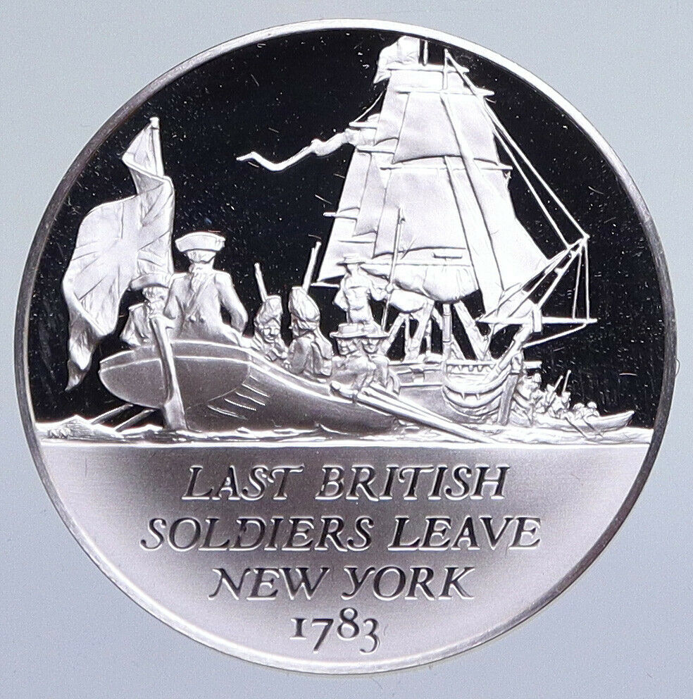 1970 United States REVOLUTION - BRITISH LEAVE NEW YORK Proof Silver Medal i94874