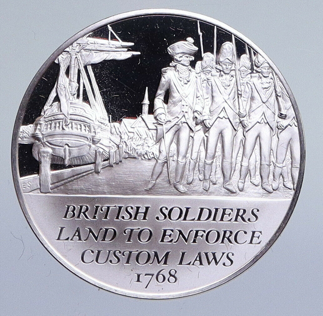 1970 United States REVOLUTION History BRITISH ENFORCE Proof Silver Medal i94884