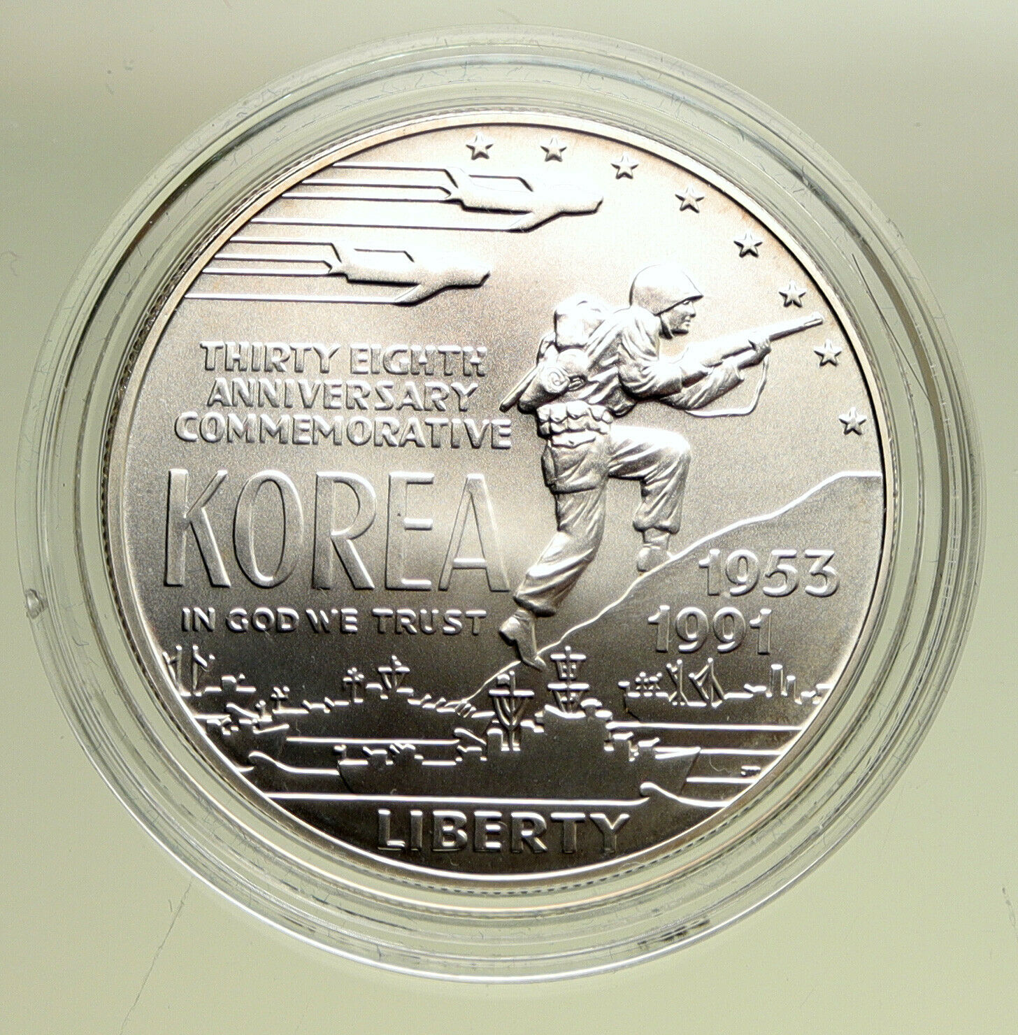 1991 D UNITED STATES USA Korean WAR Vintage OLD BU Silver Dollar Coin i95092