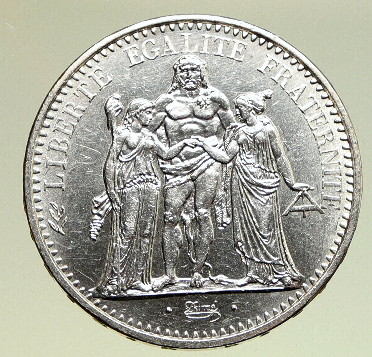 1965 FRANCE Large HERCULES Motto VINTAGE Old Silver 10 FRANCS French Coin i95035