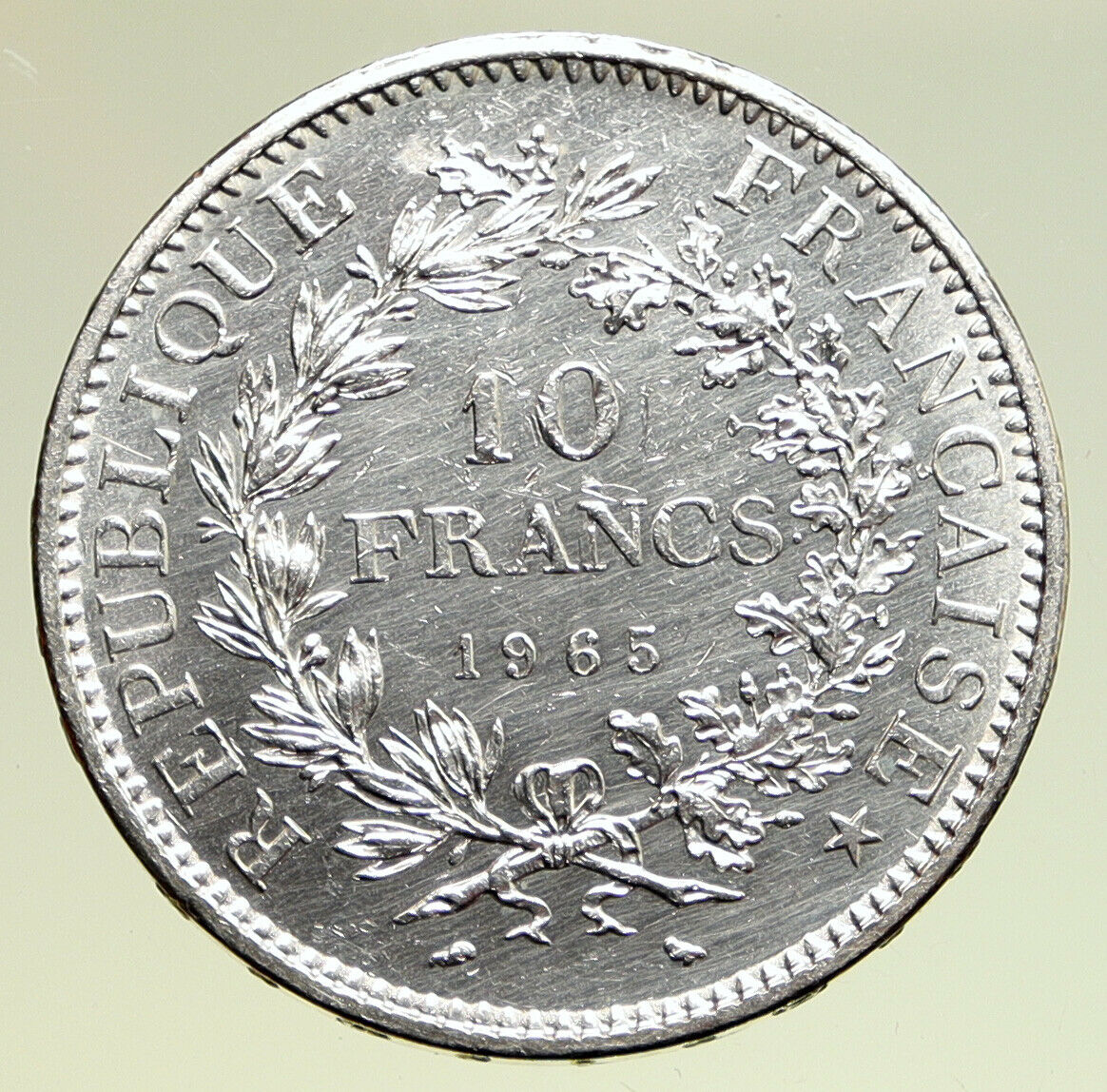 1965 FRANCE Large HERCULES Motto VINTAGE Old Silver 10 FRANCS French Coin i95035