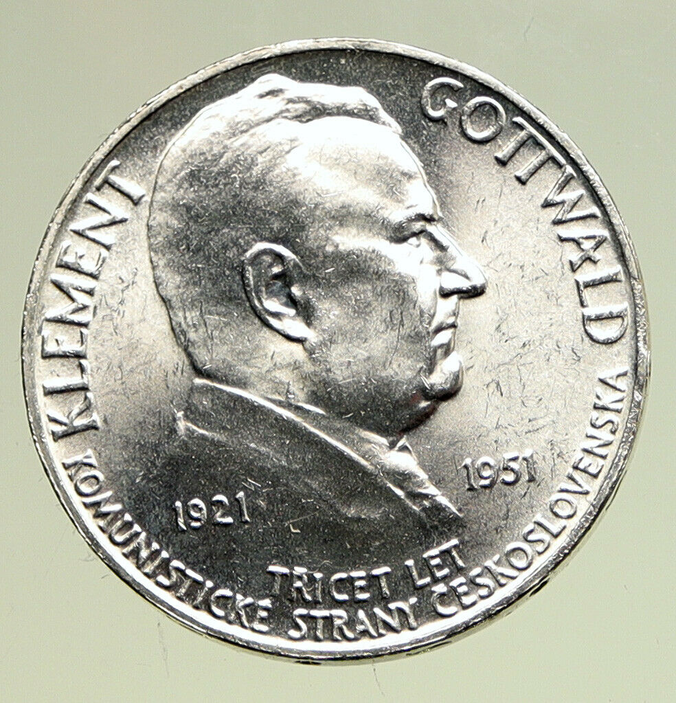 1951 CZECH REPUBLIC Czechoslovakia KLEMENT GOTTWALD Silver 100 Korun Coin i95043