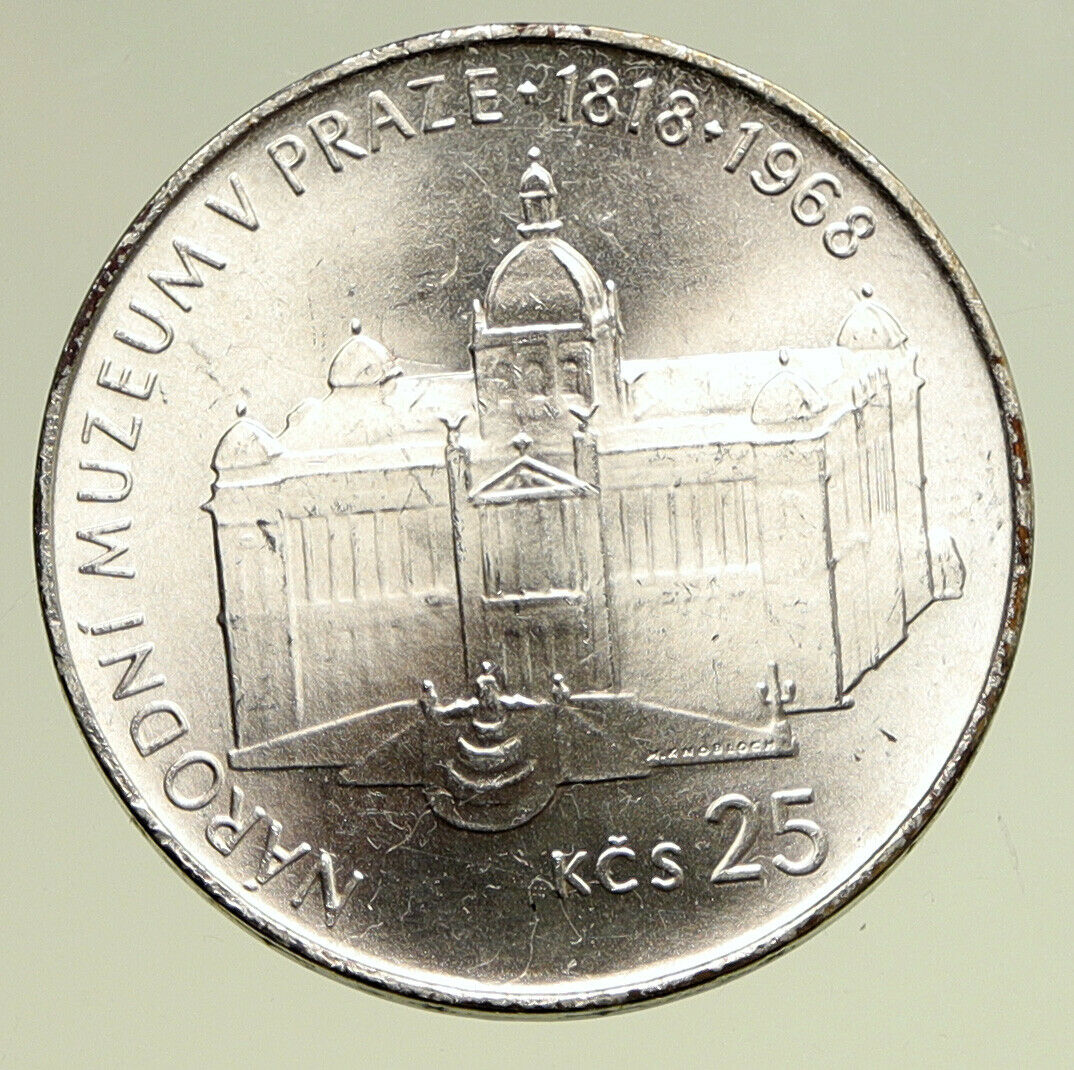 1968 CZECH REPUBLIC Czechoslovakia PRAGUE National Museum 25 Korun Coin i95059