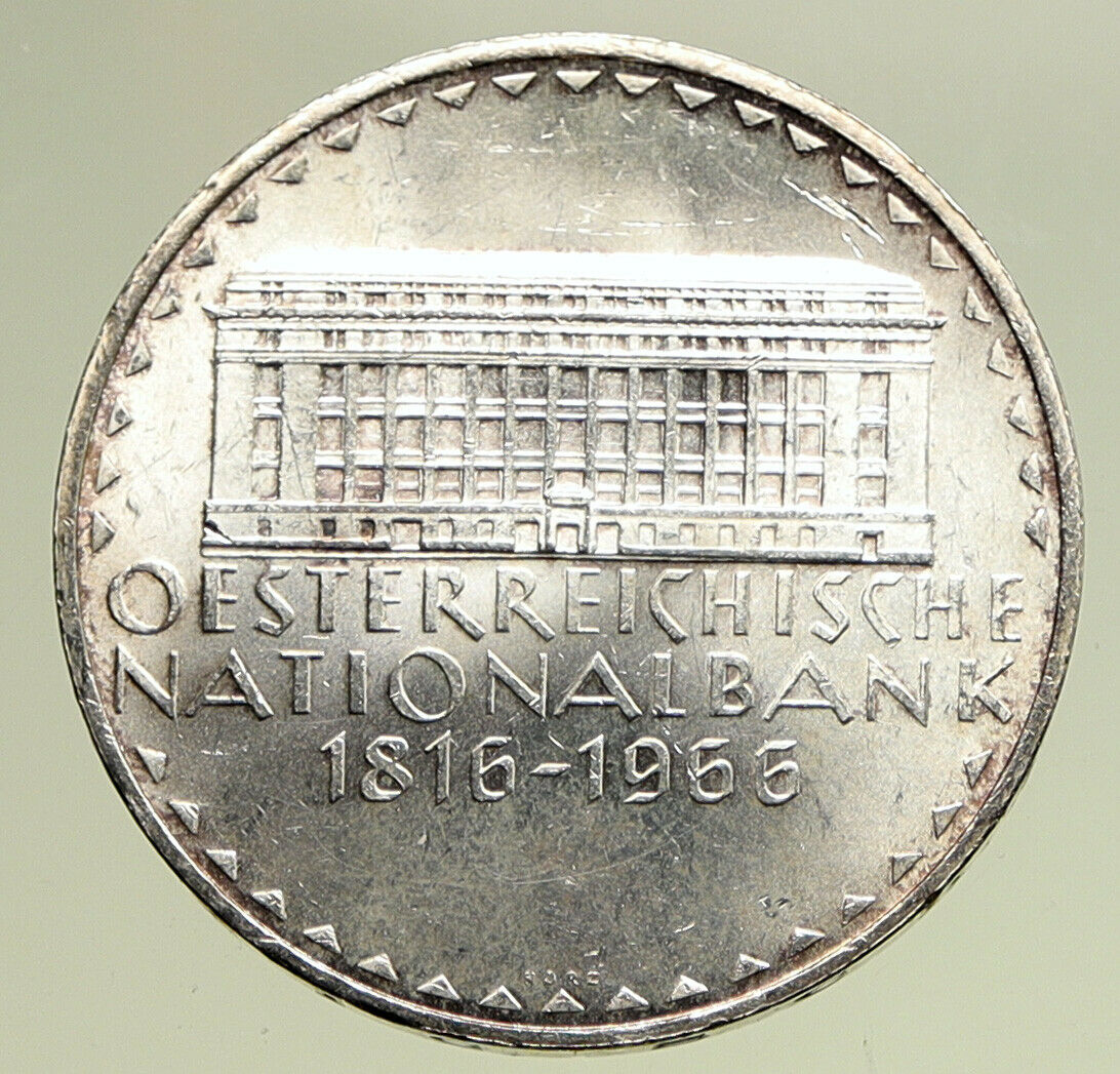 1966 AUSTRIA National Bank Building BU Silver 50 Shillings Austrian Coin i95055