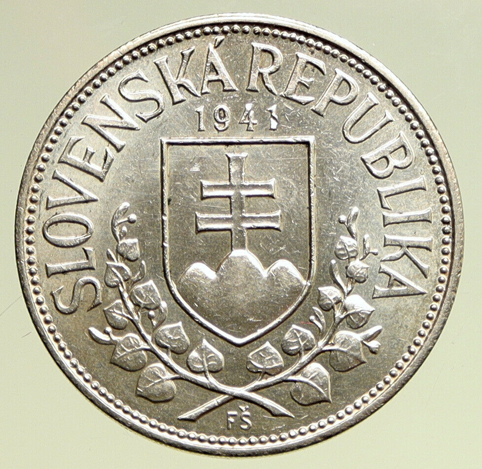 1941 SLOVAKIA Silver 20 Korun SAINT CYRIL AND METHODIUS Slovakian Coin i95060